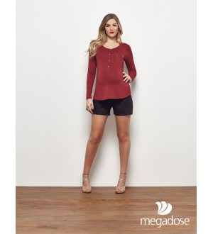 Blusa básica com bolso linha Citronela | Cor: Marsala